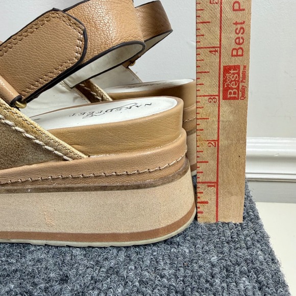 Naked Feet Dimension Wedge Sandals Women 8 Tan Leather Platform Comfort Boho - Picture 16 of 16